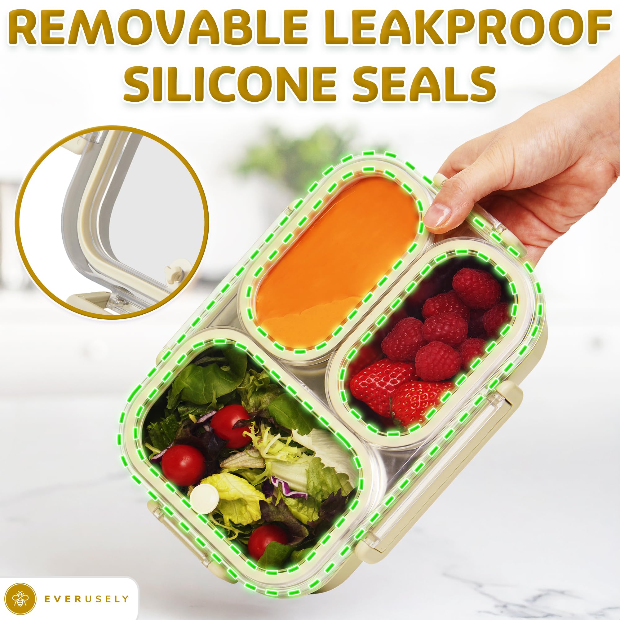 Amazon | Everusely ステンレススチール製弁当箱 - 750ml - 漏れ防止